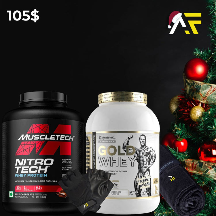 MuscleTech Nitro Tech + Gold Whey + AF Gloves