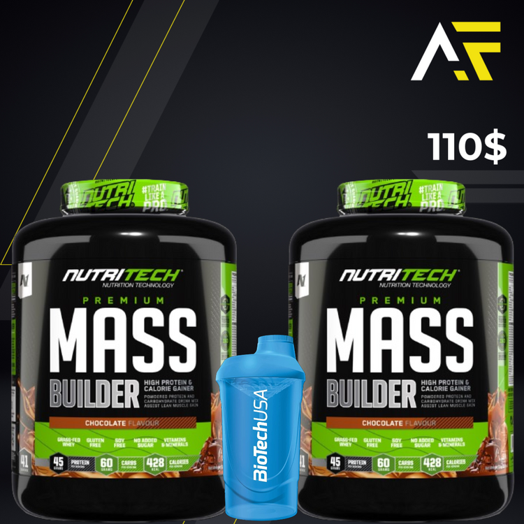 2x Nutritech Mass Gainer 5KG + Shaker