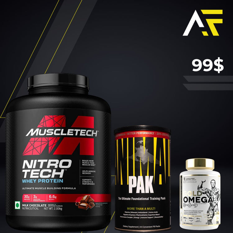 MuscleTech Nitro Tech + PAK + Gold Omega