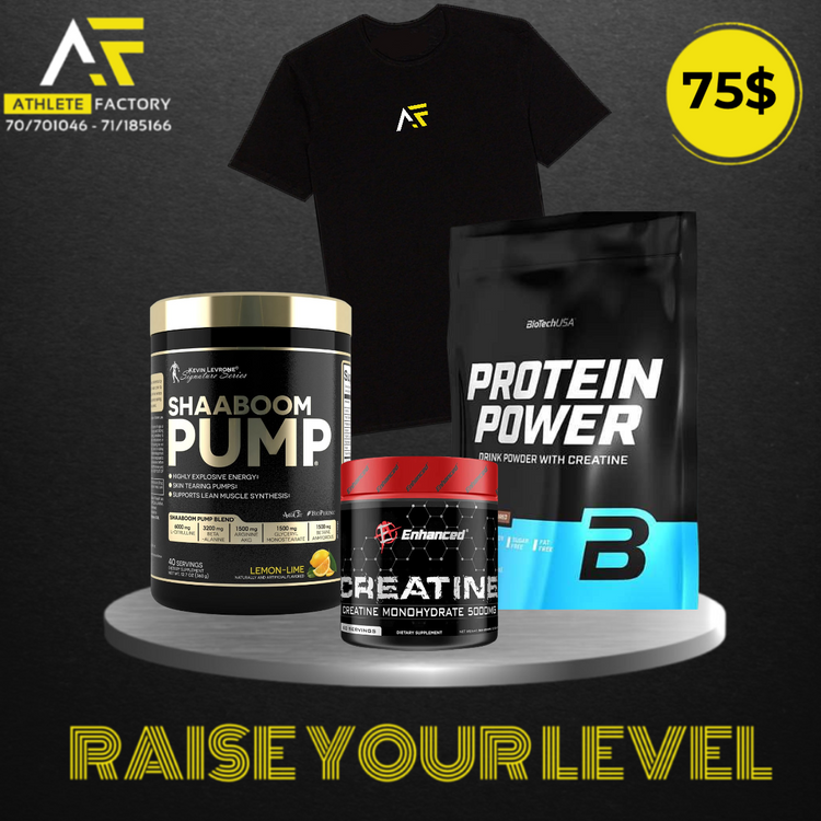 Protein power + shaboom pre workout + creatine enhanced + AF Tshirt